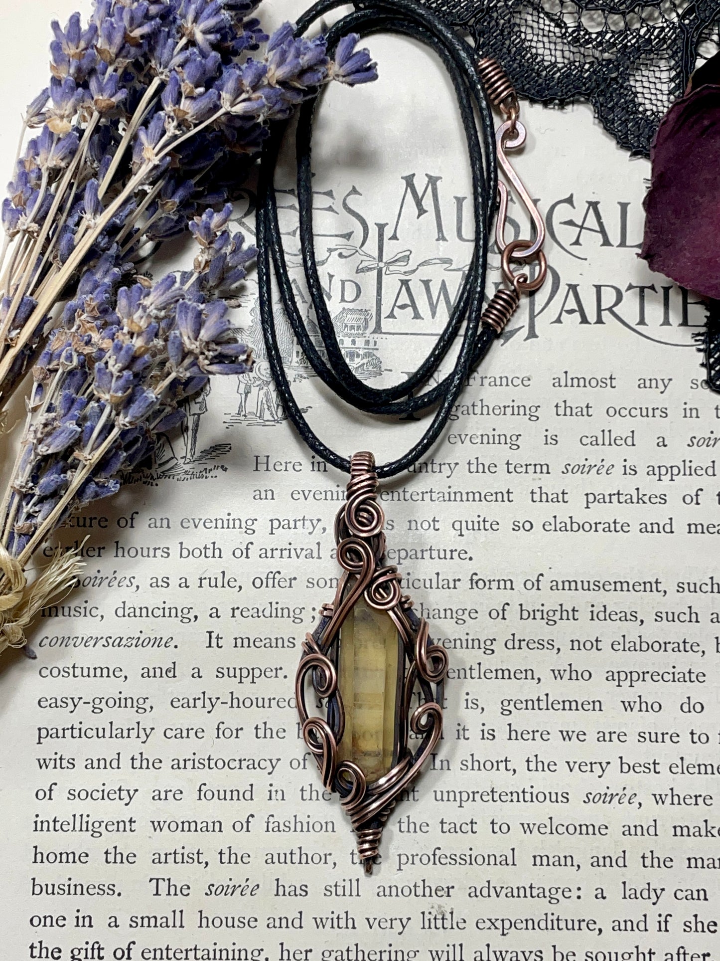 Citrine (Natural Raw Honey Citrine) Pendant in Copper