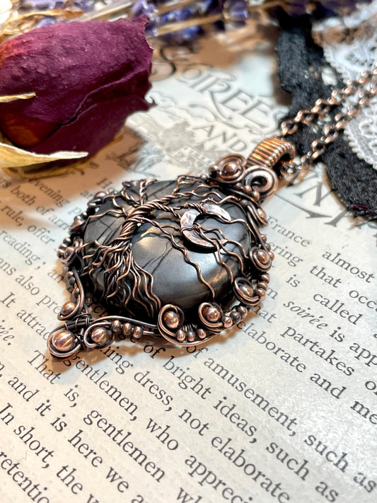 Jasper (Picasso Jasper) Tree of Life Amulet in Copper