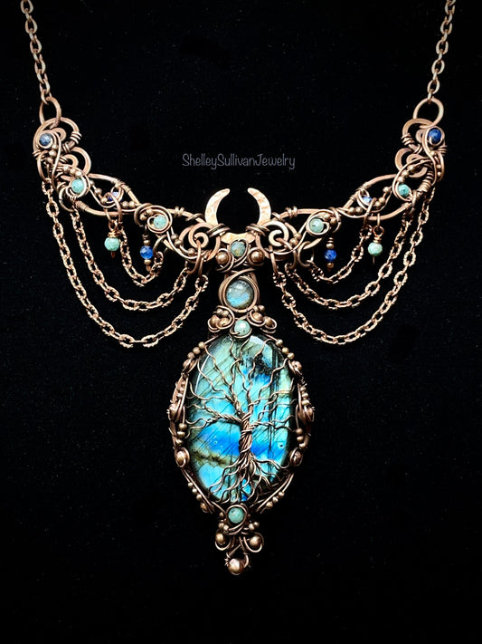 Labradorite Tree of Life Collar in Copper