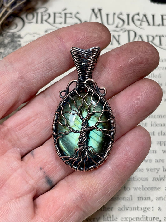 Labradorite Tree of Life Pendant in Copper