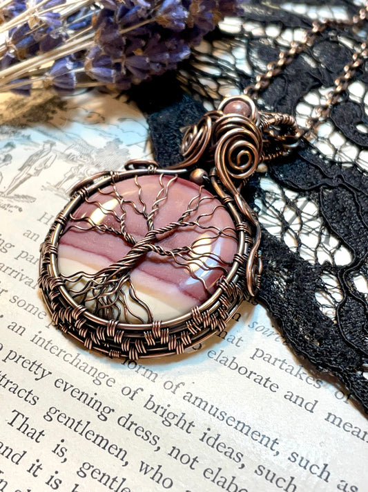 Mookaite Jasper Tree of Life Pendant in Copper