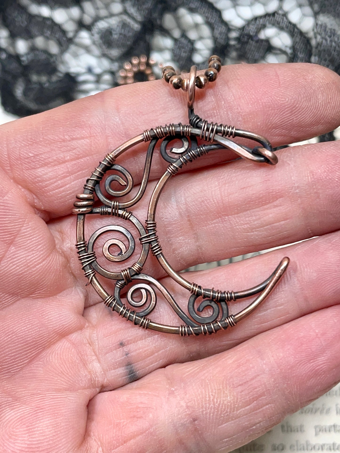 Copper Crescent Moon Pendant