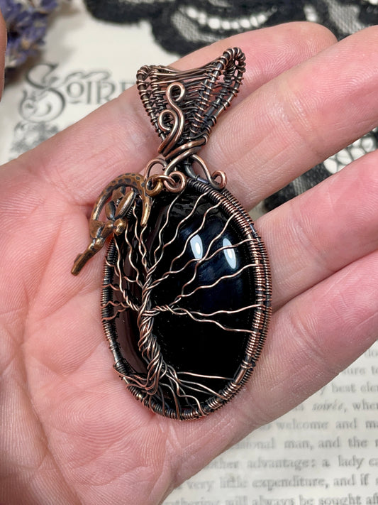 Onyx Tree of Life Pendant in Copper