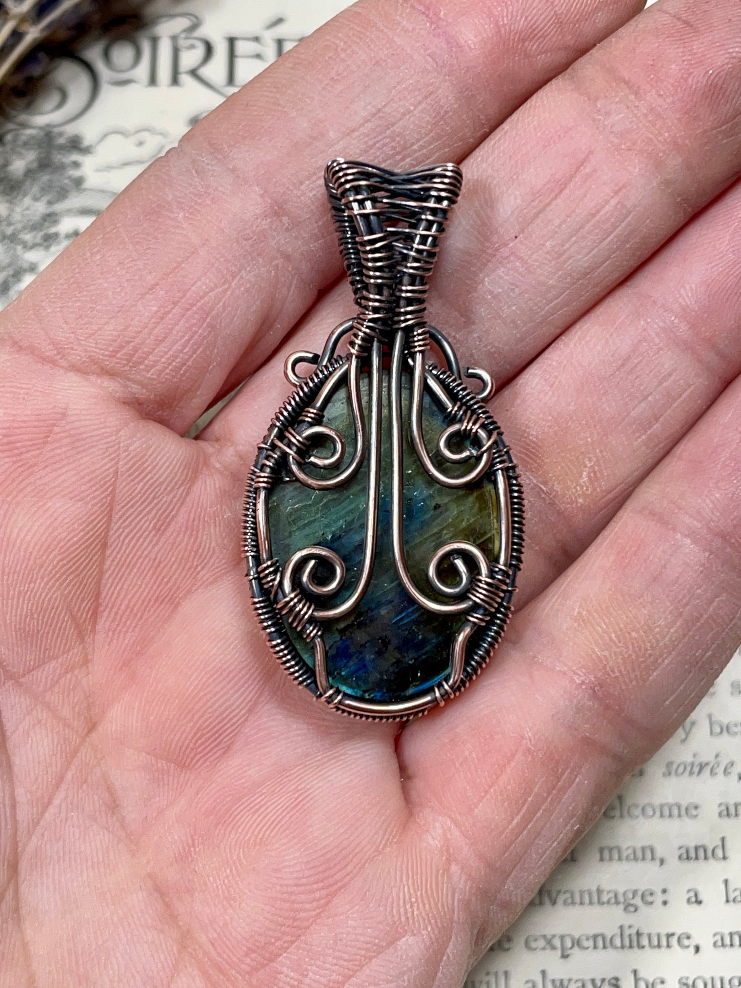 Labradorite Tree of Life Pendant in Copper