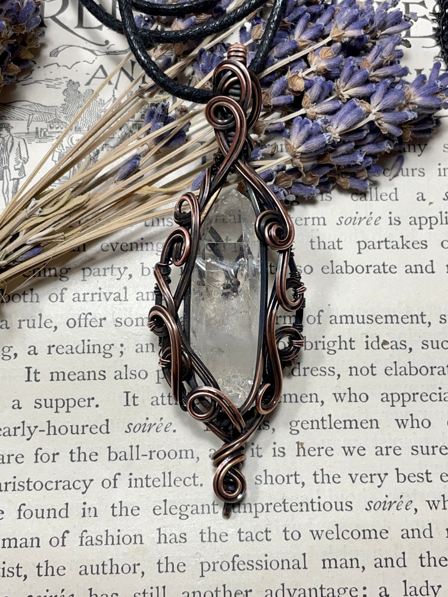 Quartz Crystal Point (Clear Quartz Crystal )Pendant in Copper #3