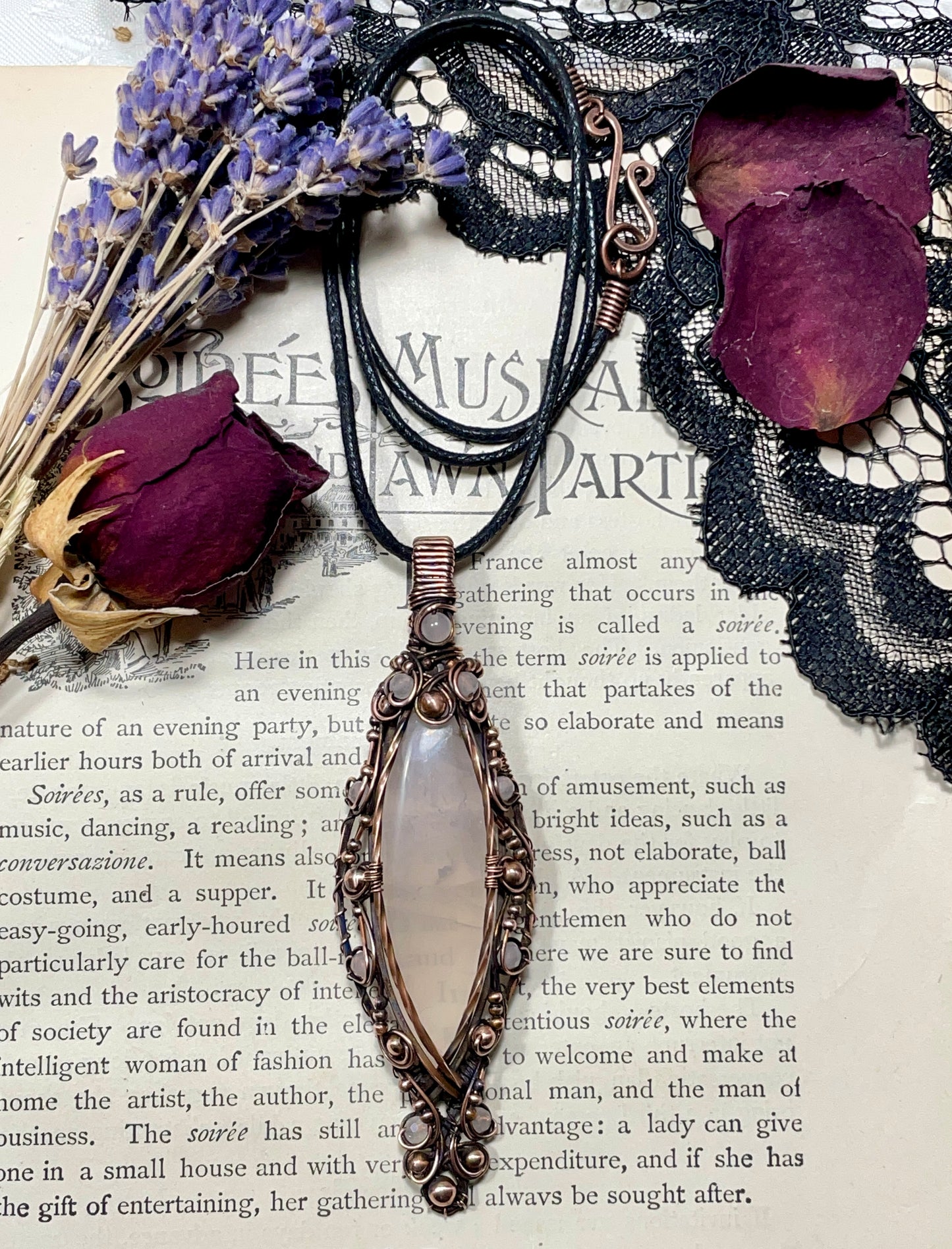 Rose Quartz Pendant in Copper