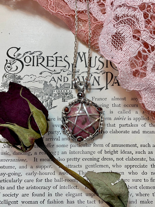 Rhodonite Pentacle Pendant in Sterling Silver