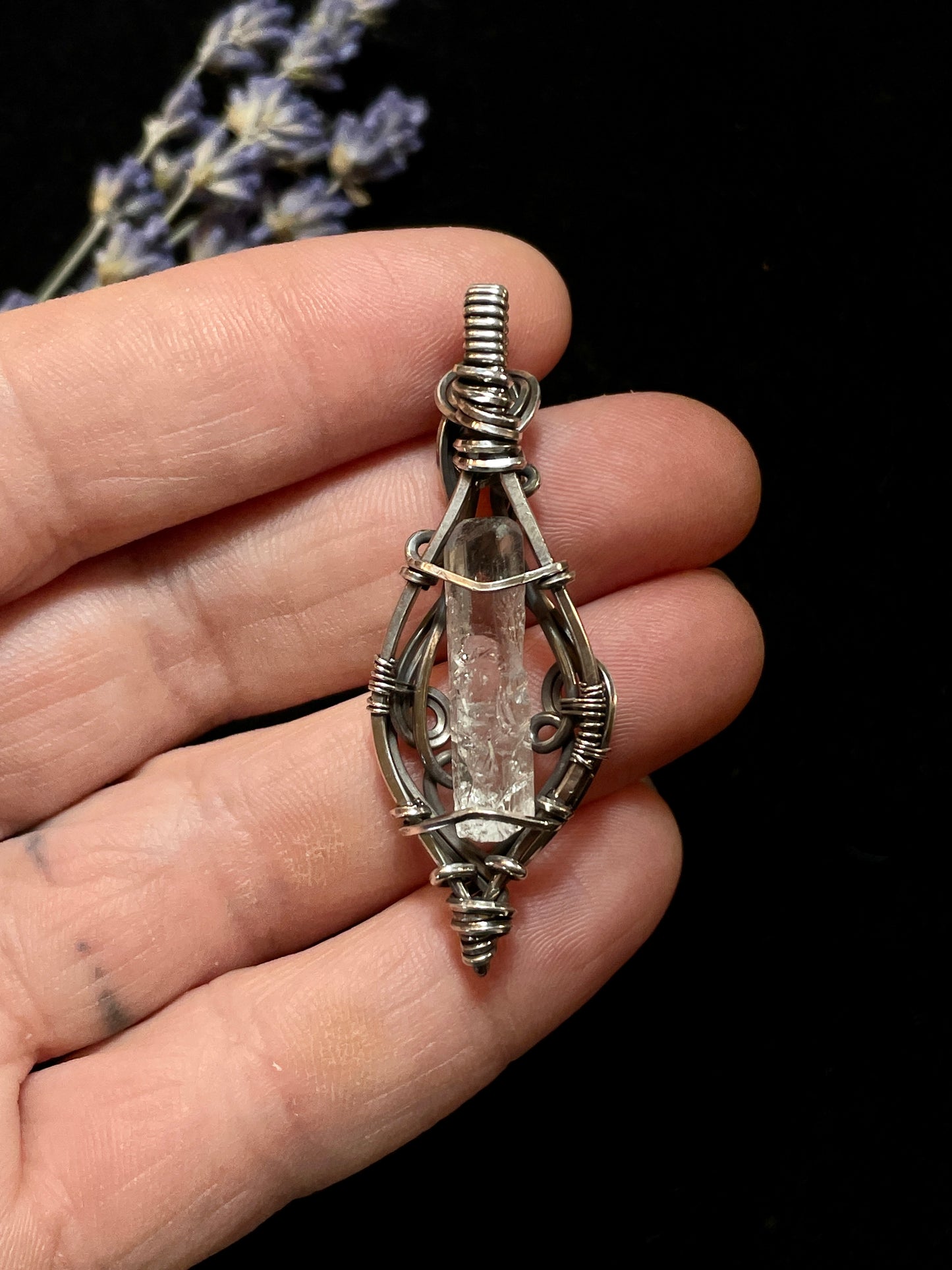 Aquamarine (Natural Raw Aquamarine Crystal) Pendant in Sterling Silver #2