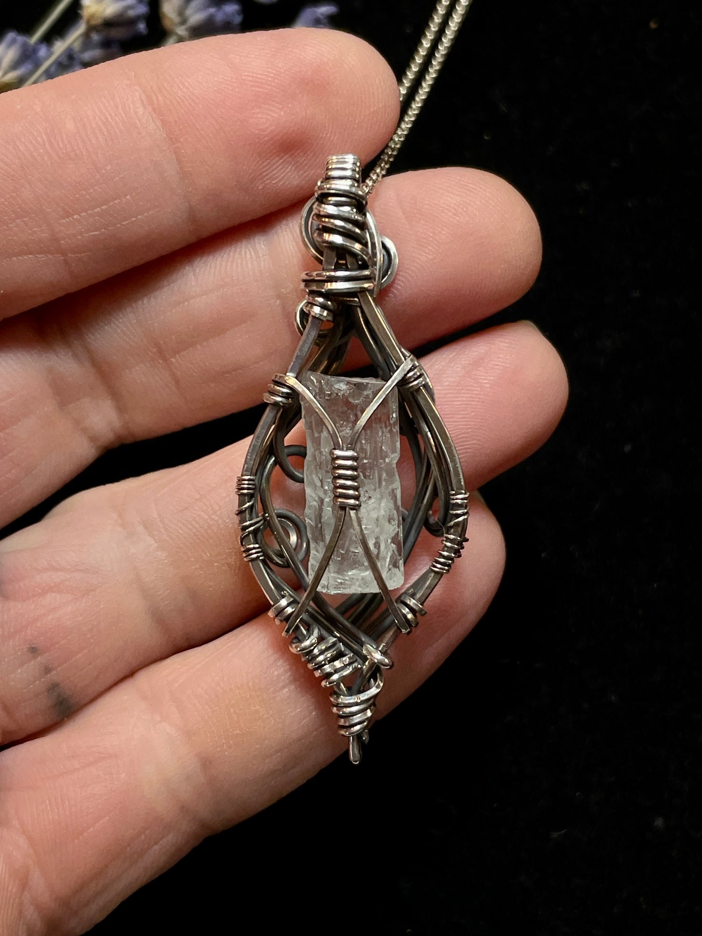 Aquamarine (Natural Raw Aquamarine Crystal) Pendant in Sterling Silver #4