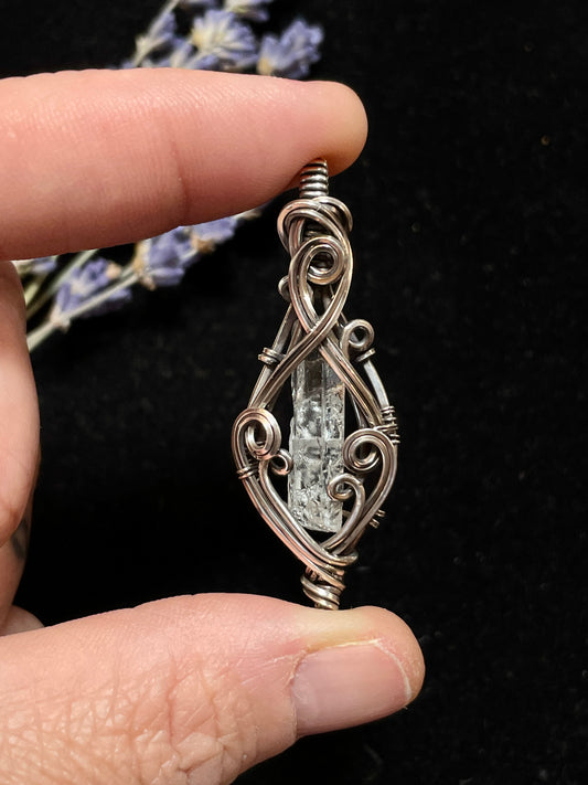 Aquamarine (Natural Raw Aquamarine Crystal) Pendant in Sterling Silver #2