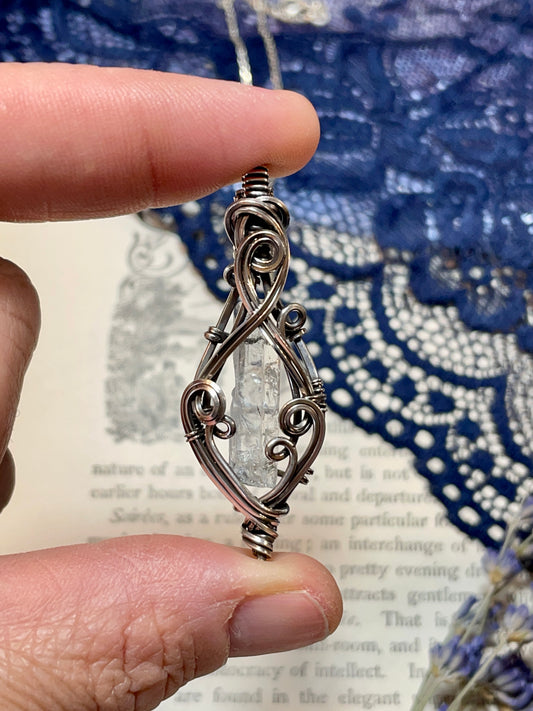 Aquamarine (Natural Raw Aquamarine Crystal) Pendant in Sterling Silver #2