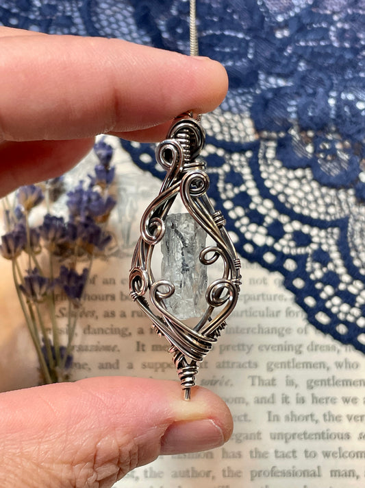 Aquamarine (Natural Raw Aquamarine Crystal) Pendant in Sterling Silver #4