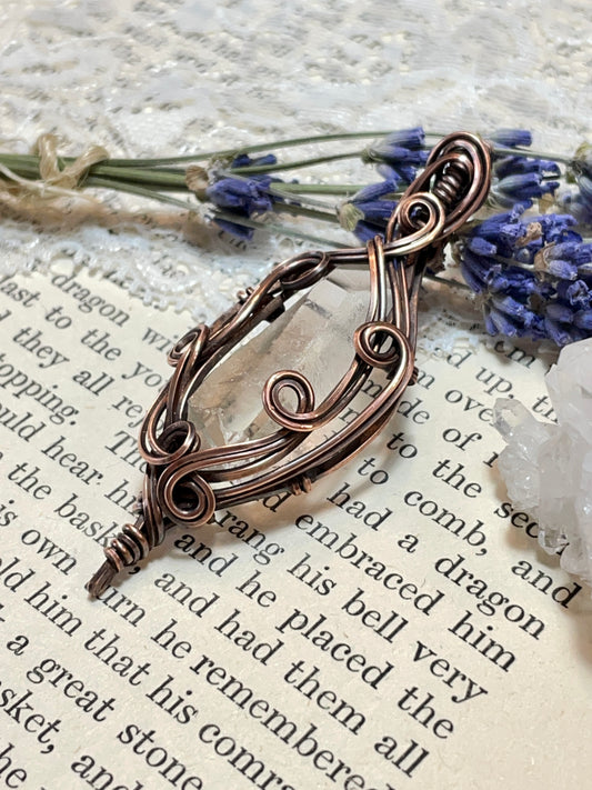 Quartz Crystal Point (Clear Quartz Crystal )Pendant in Copper #2