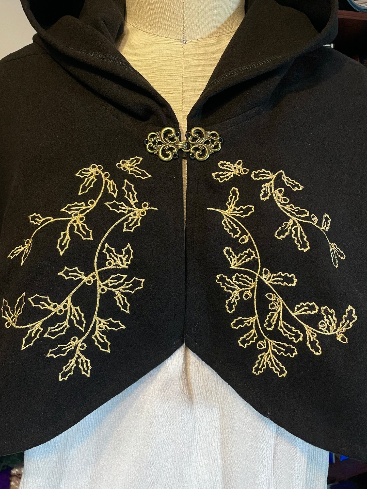 Holly and Oak Black Felted Capelet in Gold