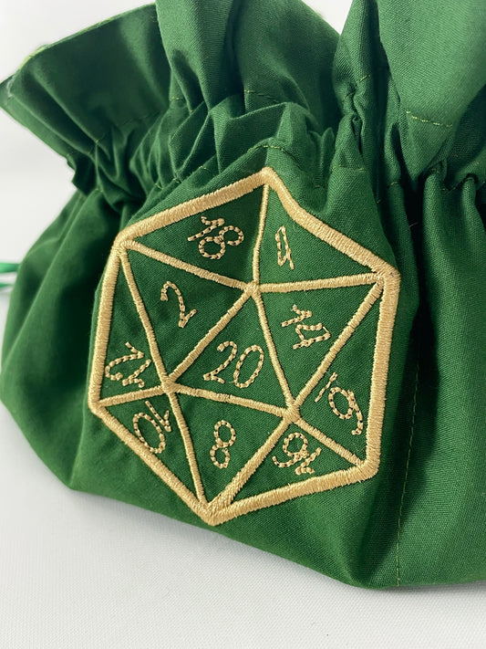 Forest Green Embroidered Dice Bag