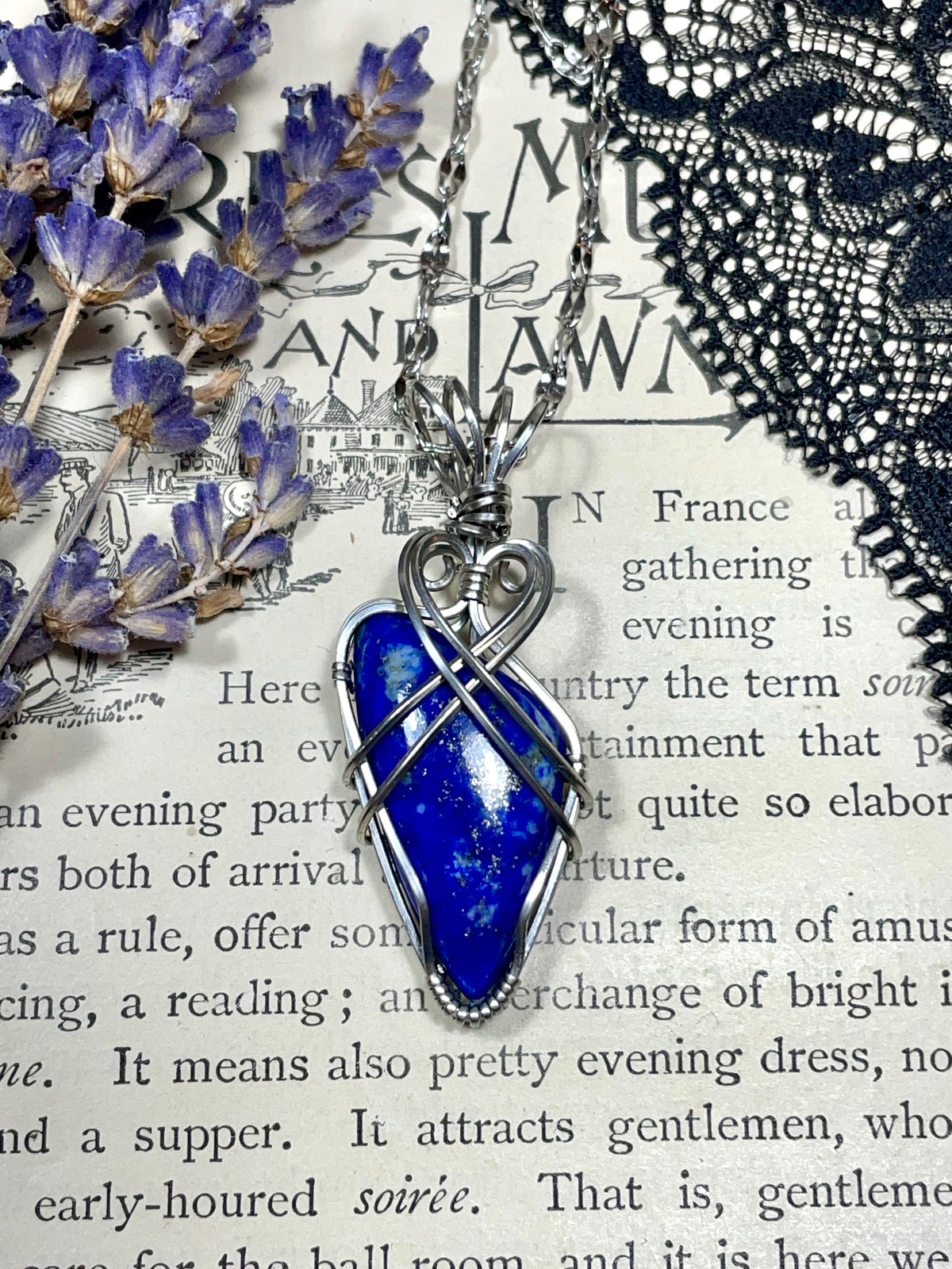 Lapis Lazuli Pendant in Stainless Steel