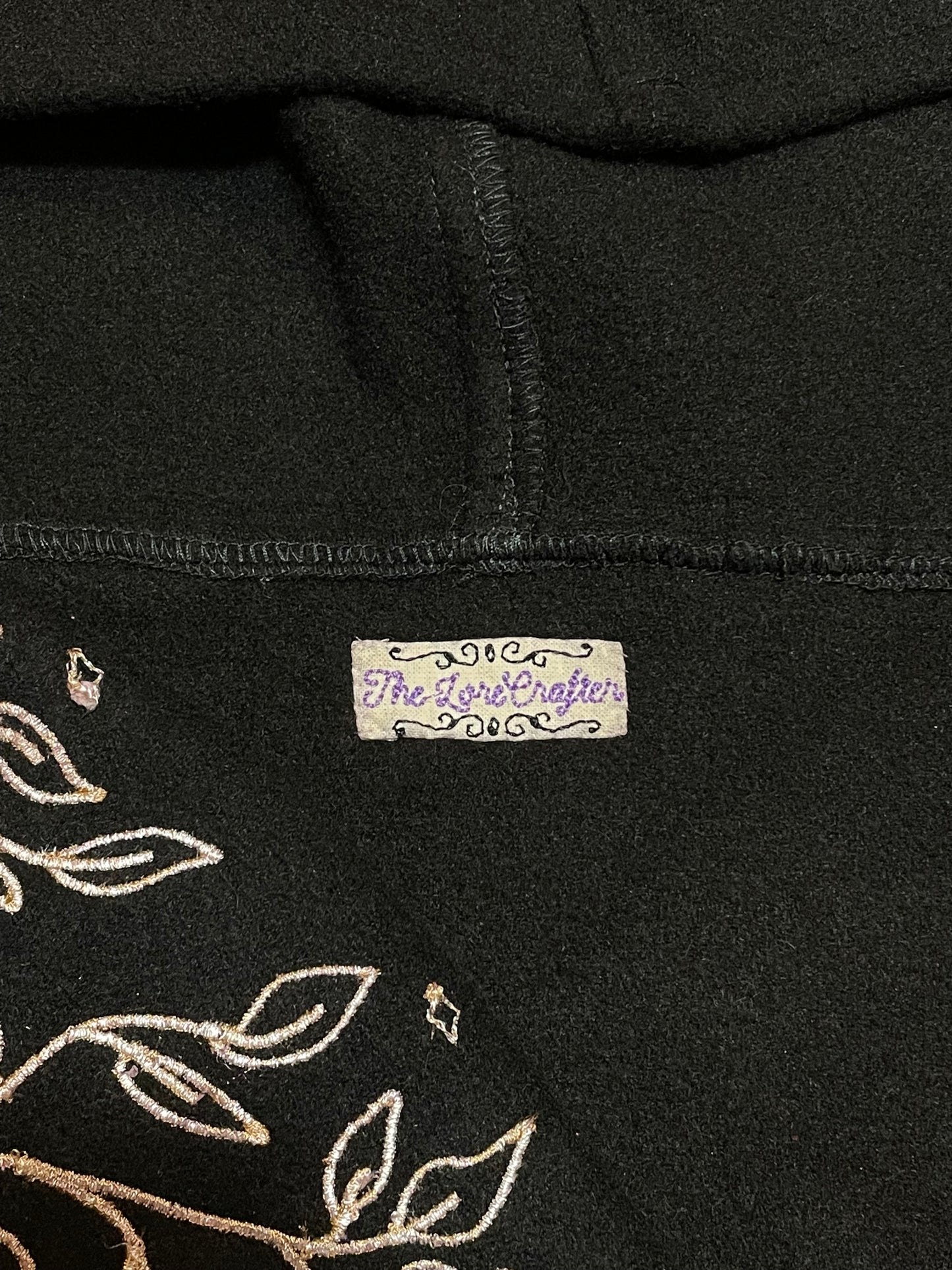 Celestial Black Wool Capelet in Gold (Flawed)