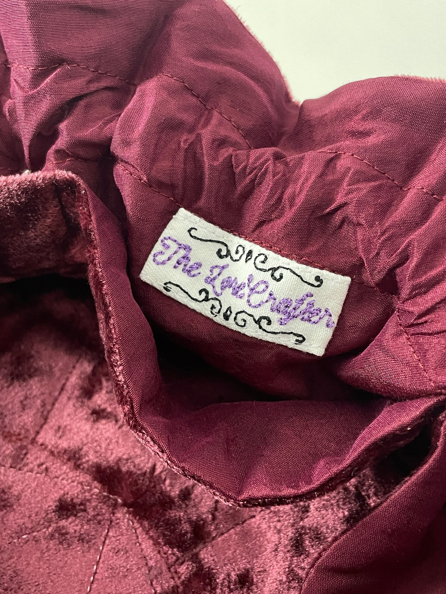 Dusty Rose Embroidered Dragon Dice Bag in Velvet