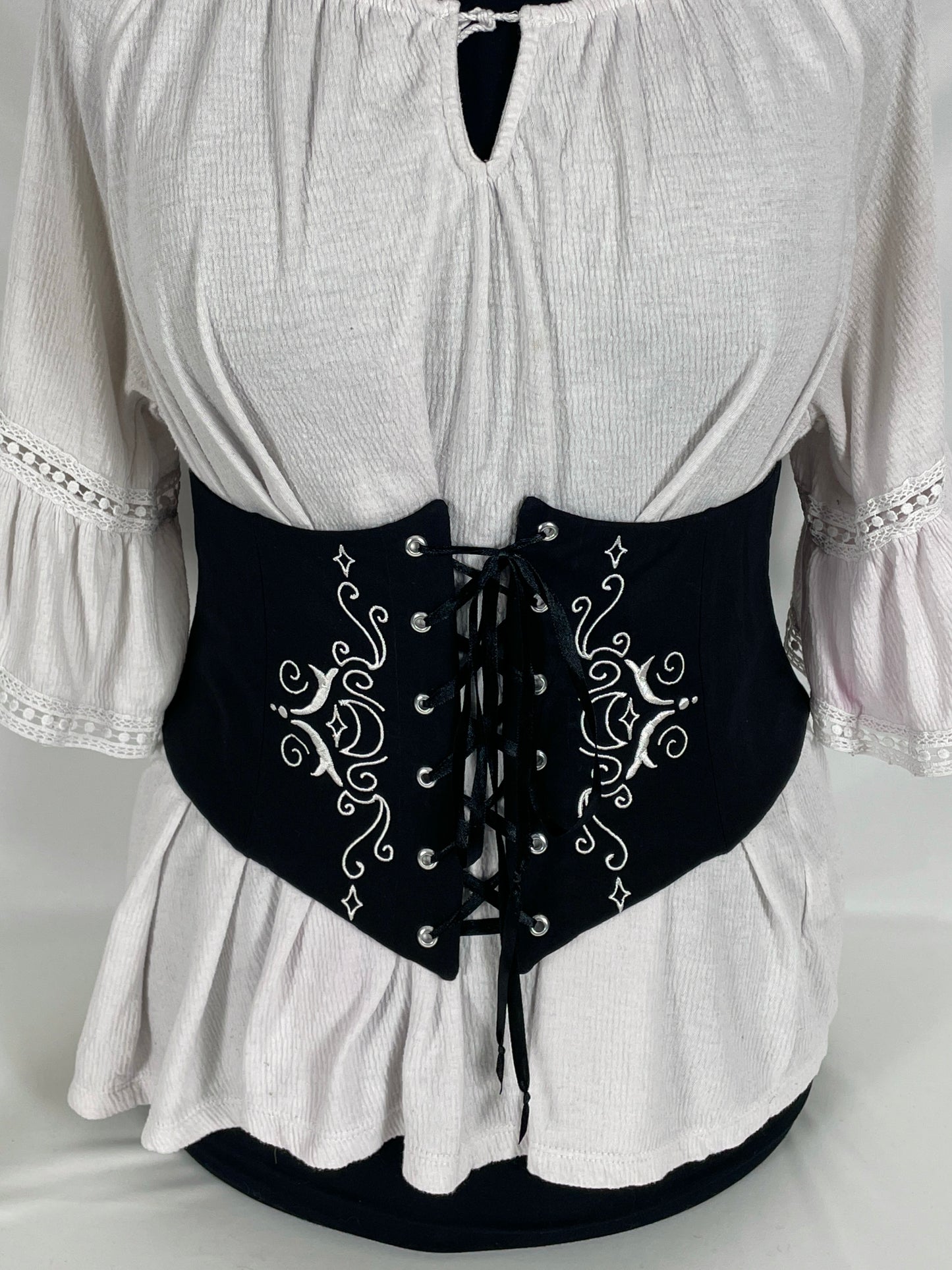 Silver Lunar Embroidered Waist Cinch