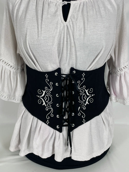 Silver Lunar Embroidered Waist Cinch