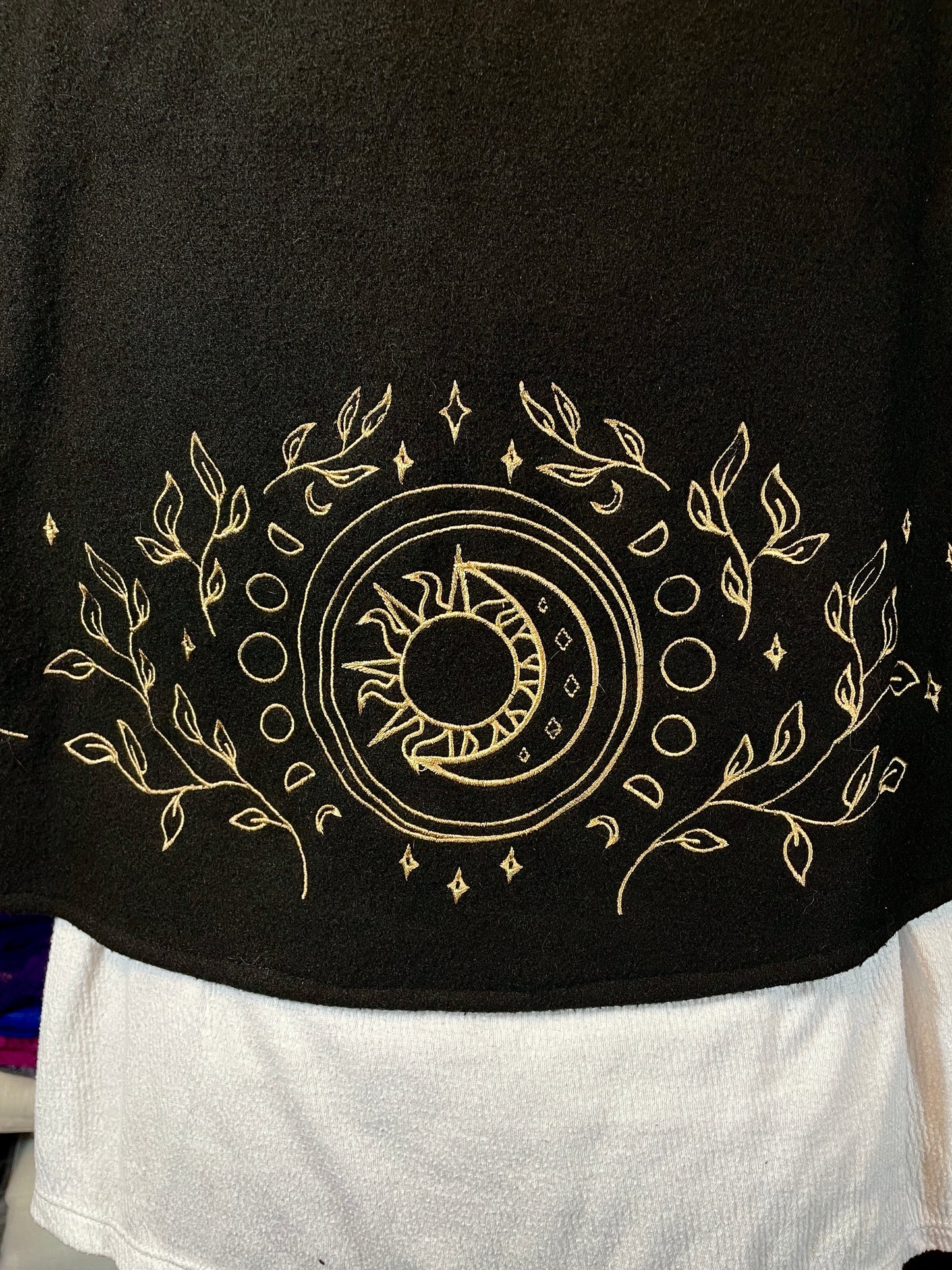 Celestial Black Wool Capelet in Gold (Flawed)