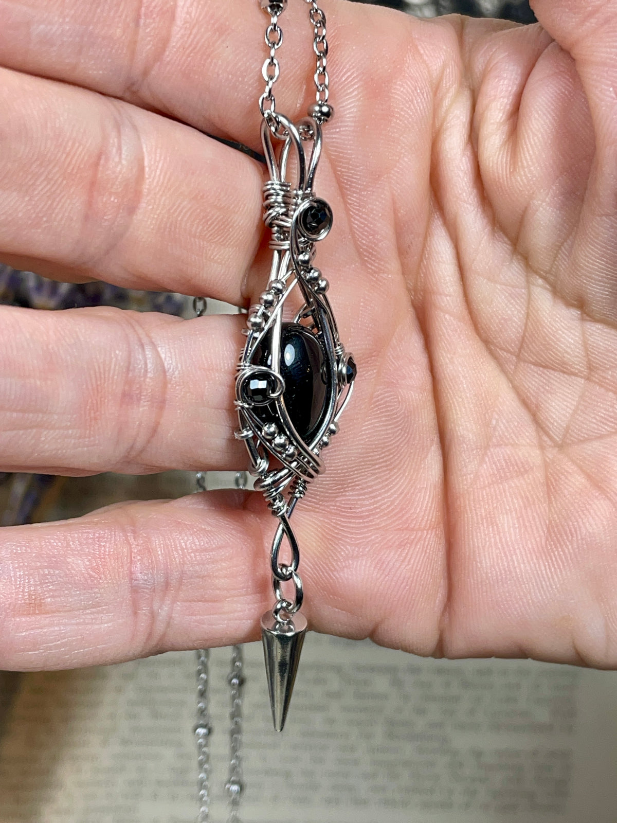 Onyx Pendant in Stainless Steel