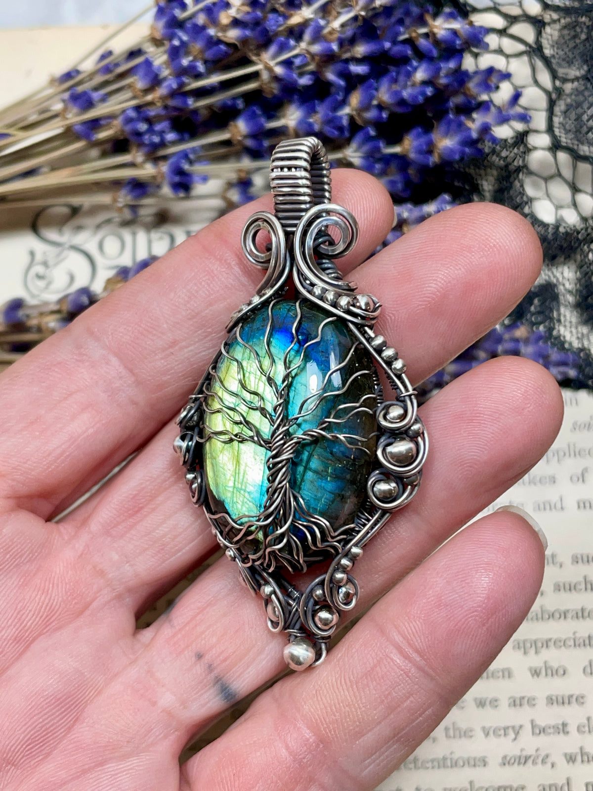 Labradorite Tree of Life Pendant in Sterling Silver