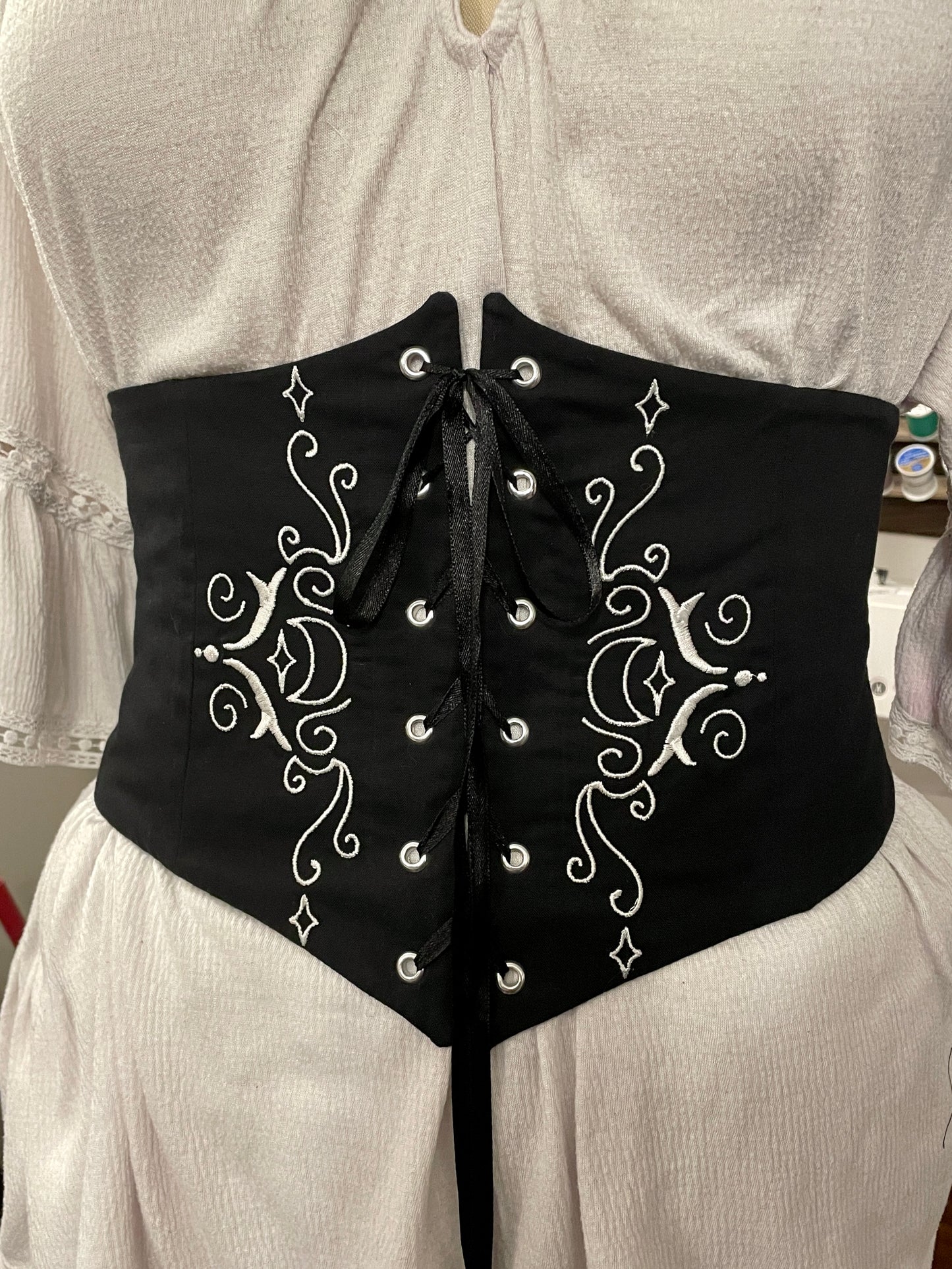 Silver Lunar Embroidered Waist Cinch