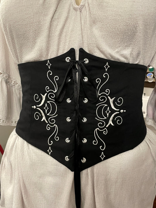 Silver Lunar Embroidered Waist Cinch