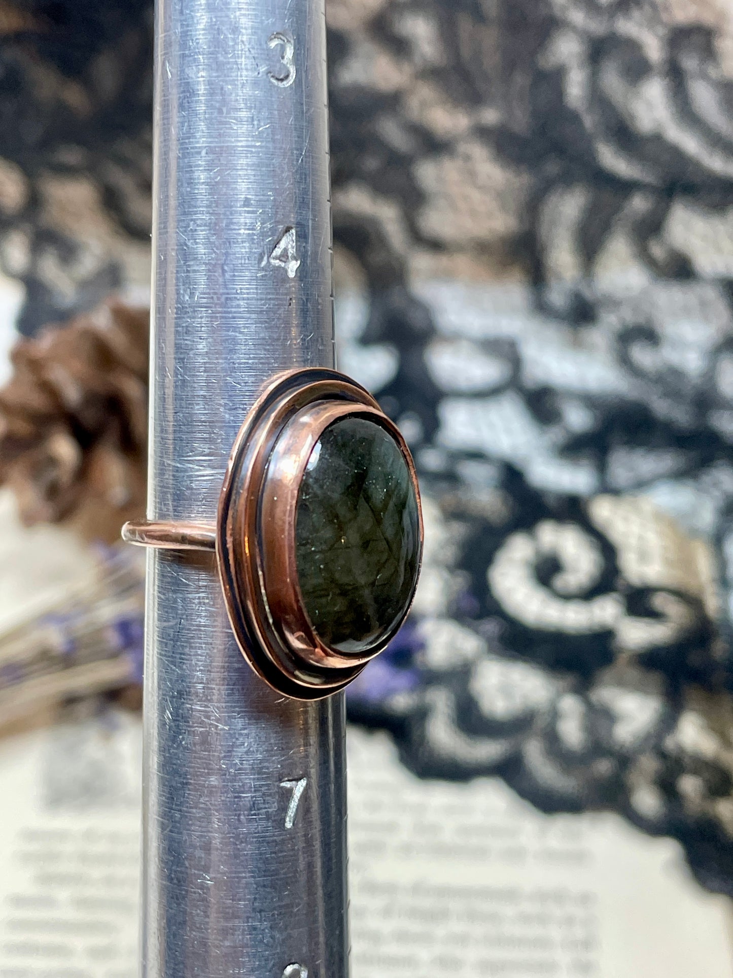 Labradorite Copper Ring Size 5.5
