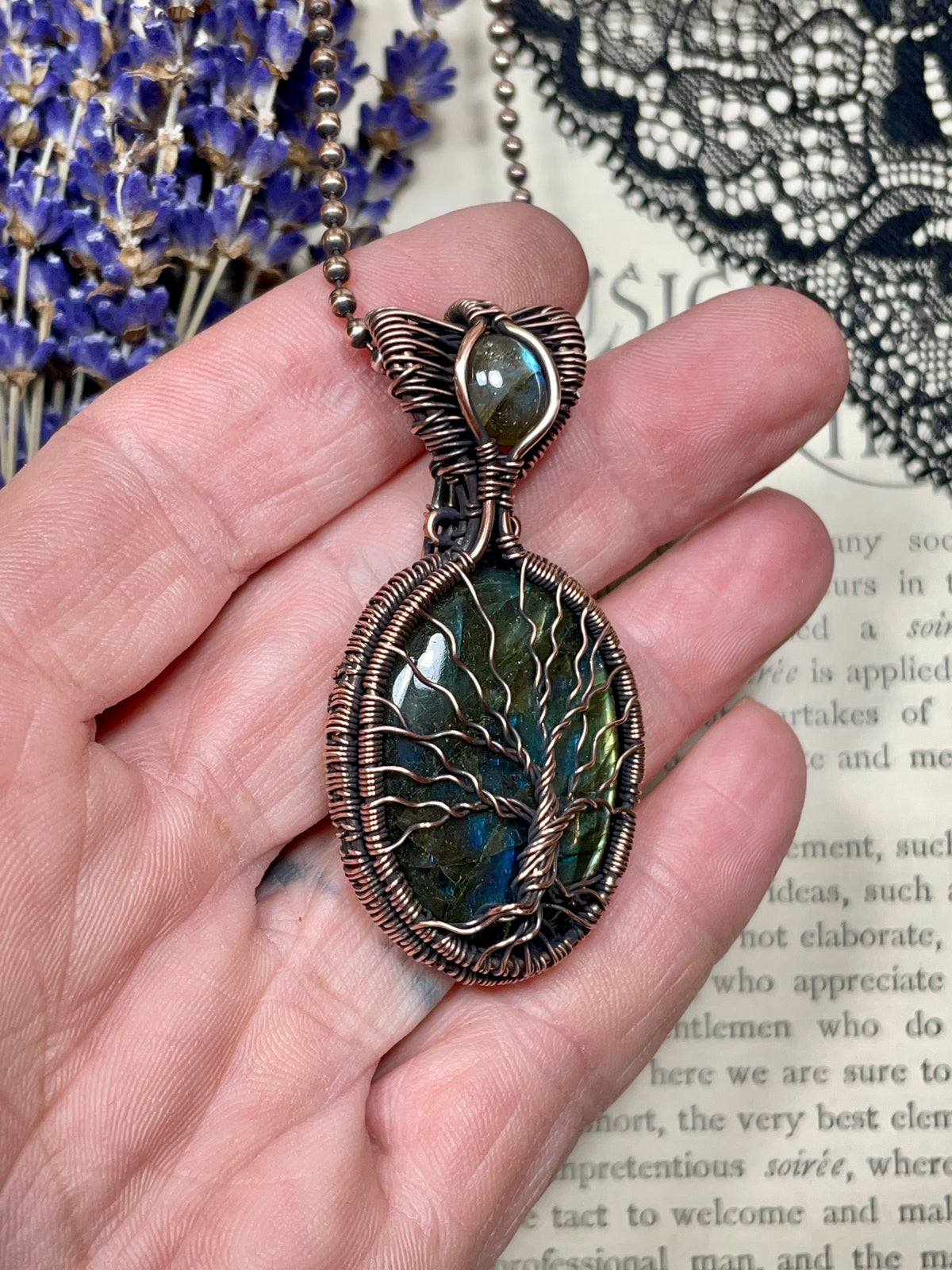 Labradorite Tree of Life Pendant in Copper