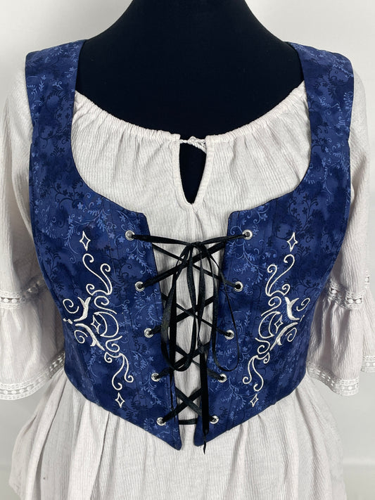 Lunar Embroidered Corset in Blue