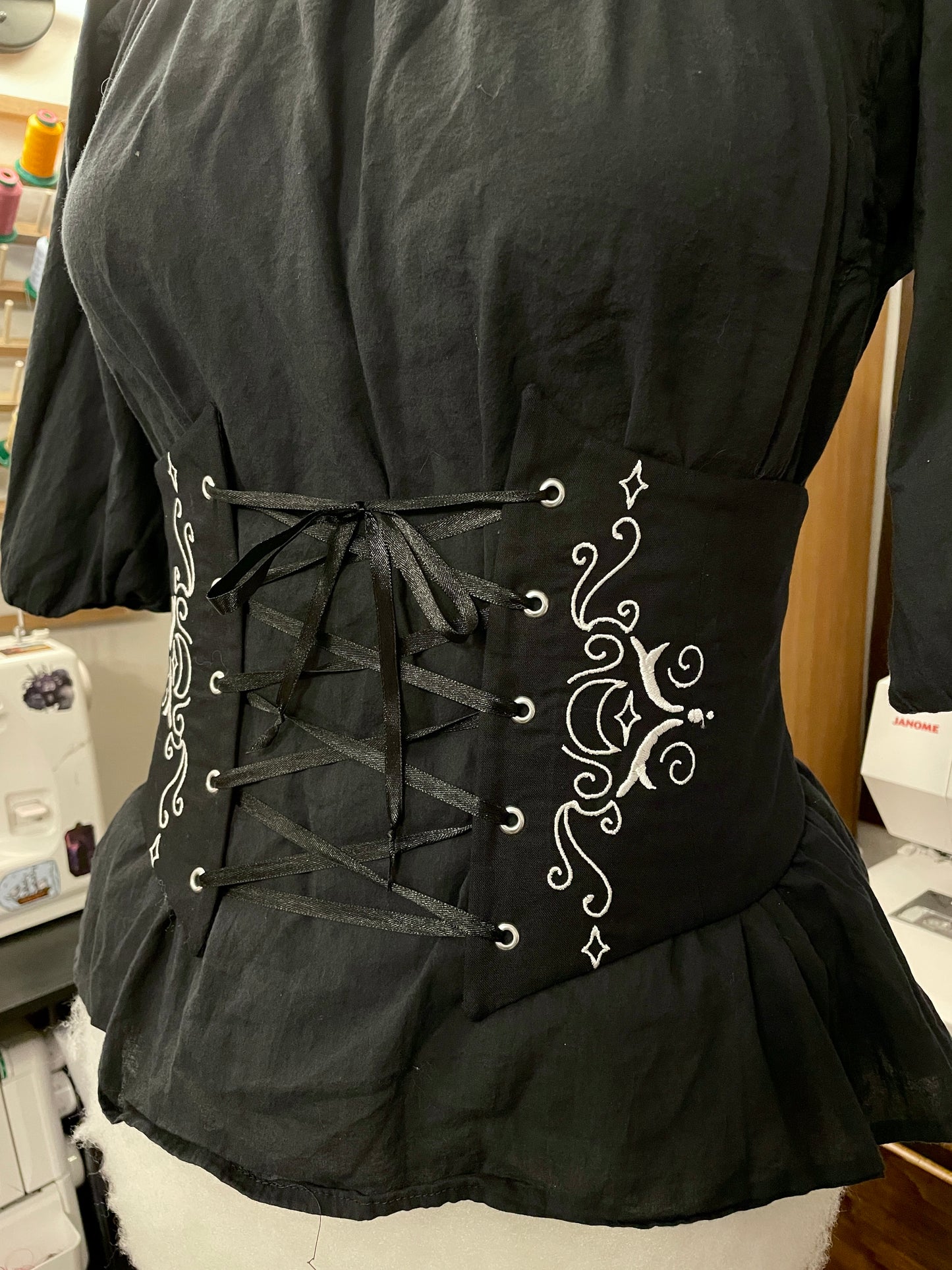 Silver Lunar Embroidered Waist Cinch