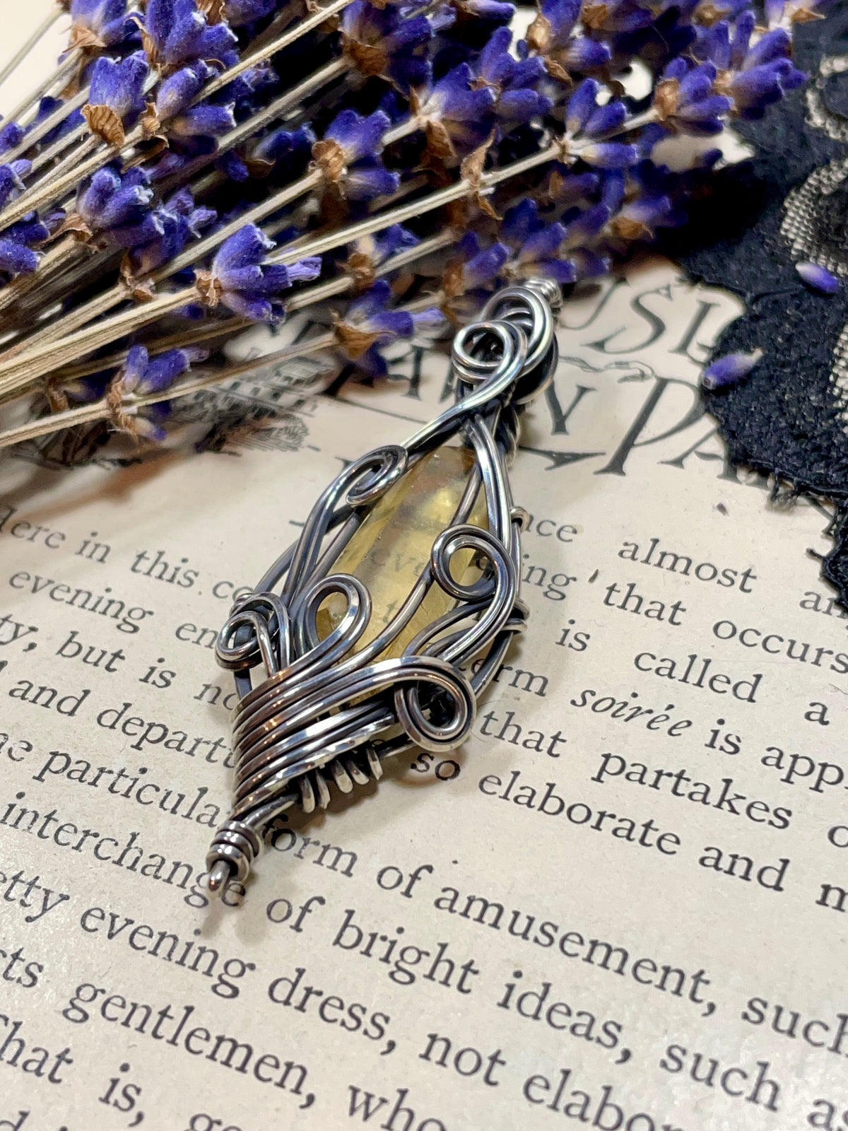 Citrine (Natural Raw Citrine Crystal Point) Pendant in Sterling Silver