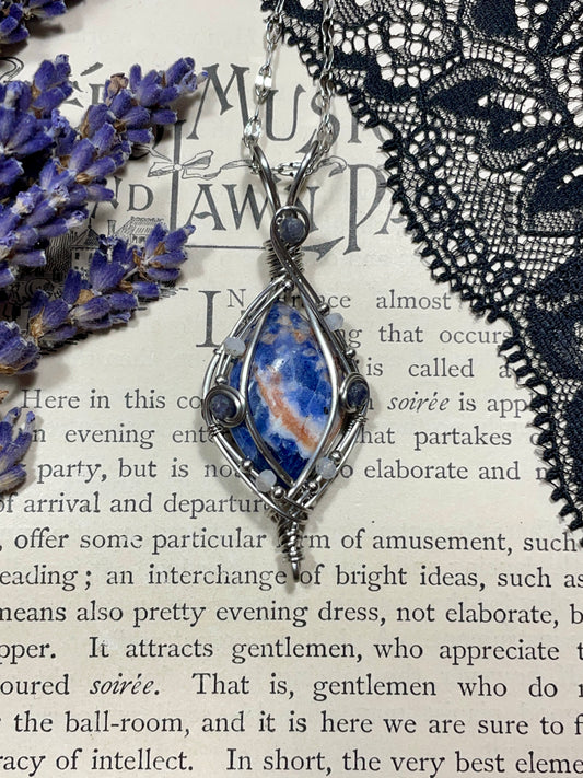 Sodalite Pendant in Stainless Steel