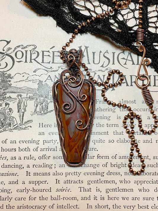 Jasper (Noreena Jasper) Pendant woven in Copper