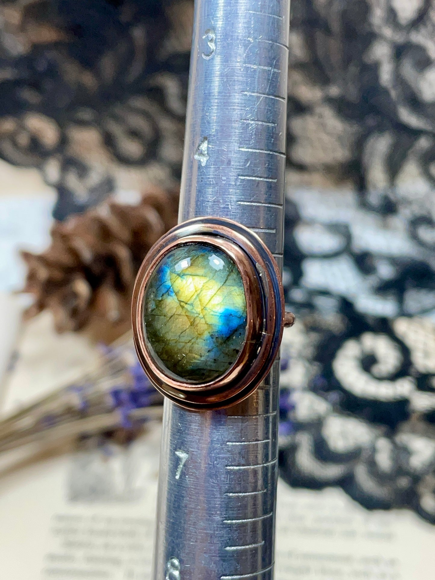 Labradorite Copper Ring Size 5.5