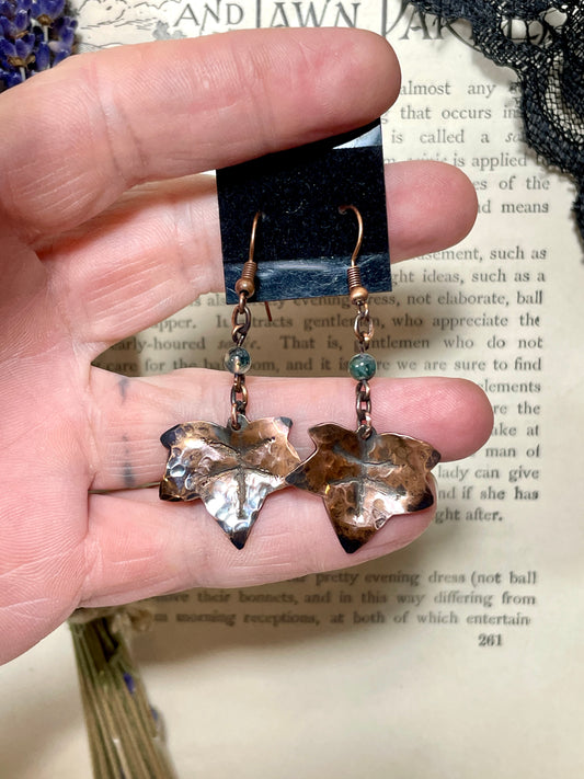 Ivy leaf Earrings in Antiqued Copper