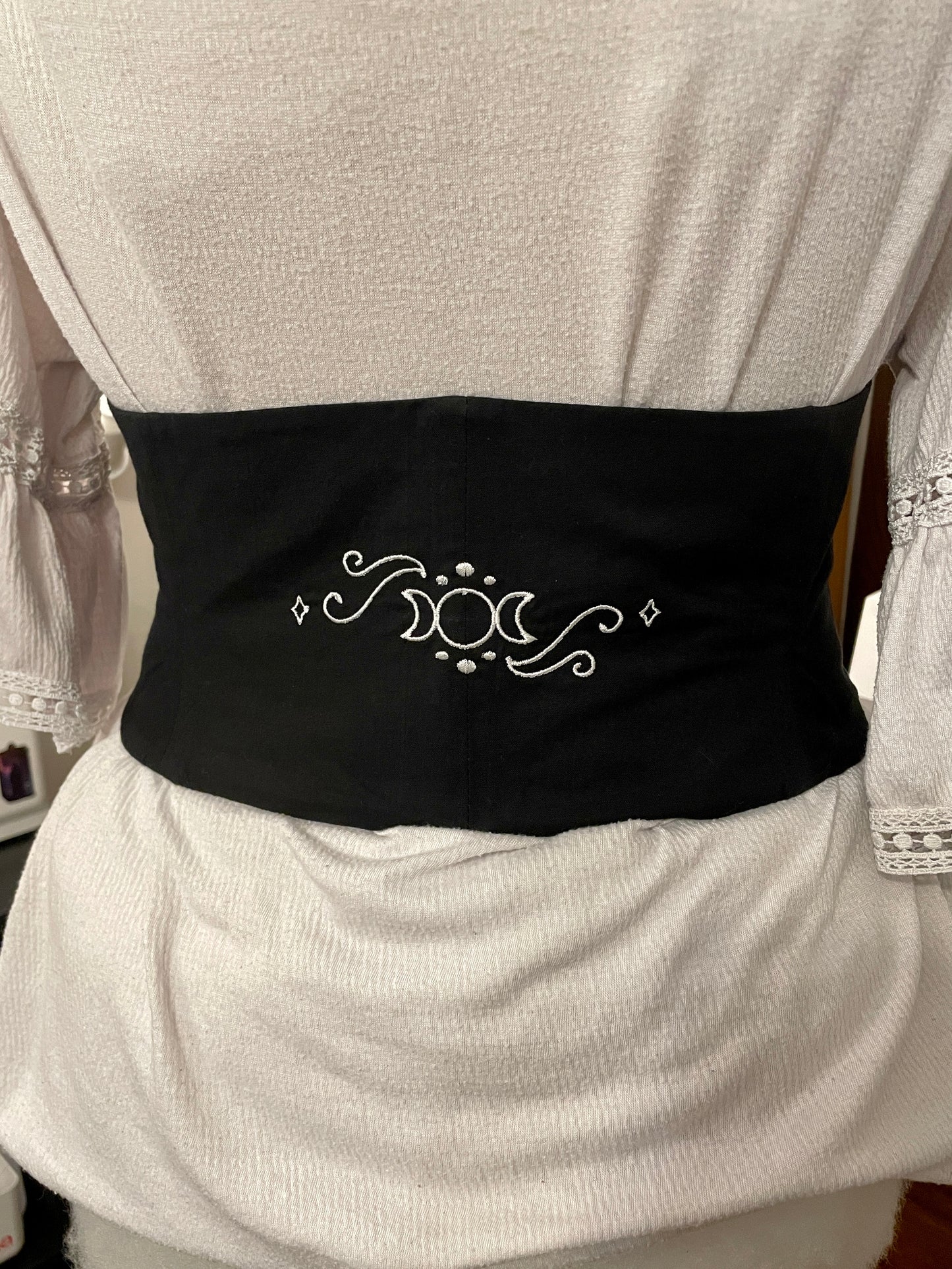 Silver Lunar Embroidered Waist Cinch