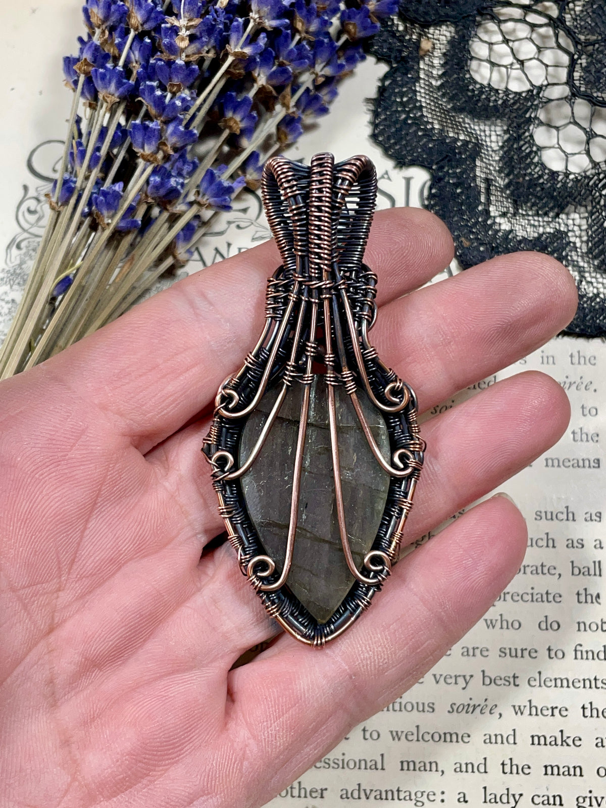 Labradorite Pendant in Copper