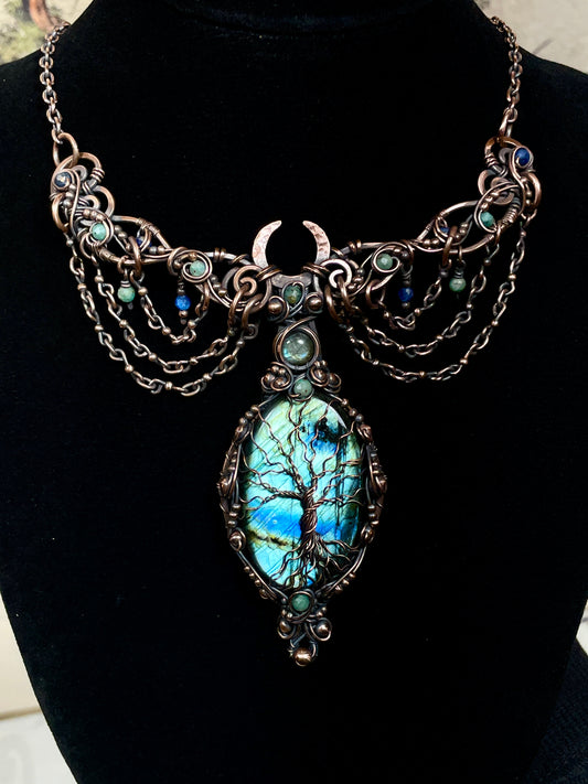 Labradorite Tree of Life Collar in Copper