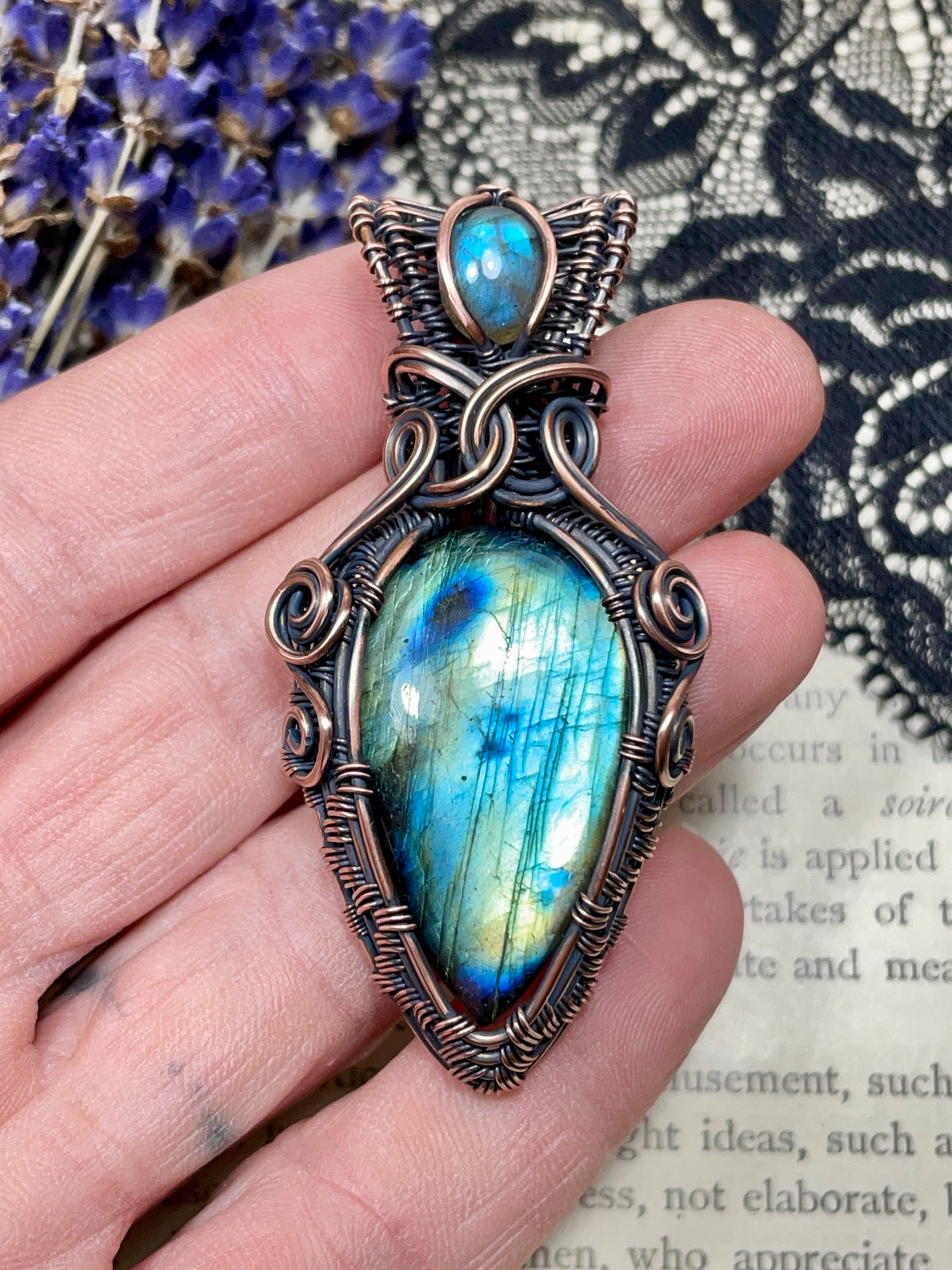 Labradorite Pendant in Copper
