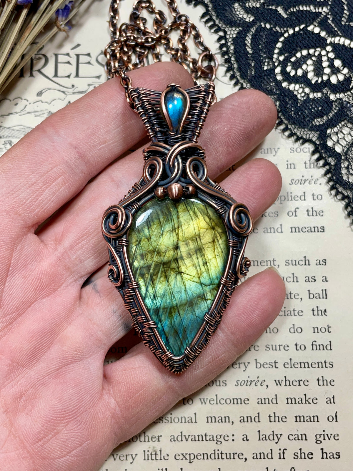 Labradorite Pendant in Copper