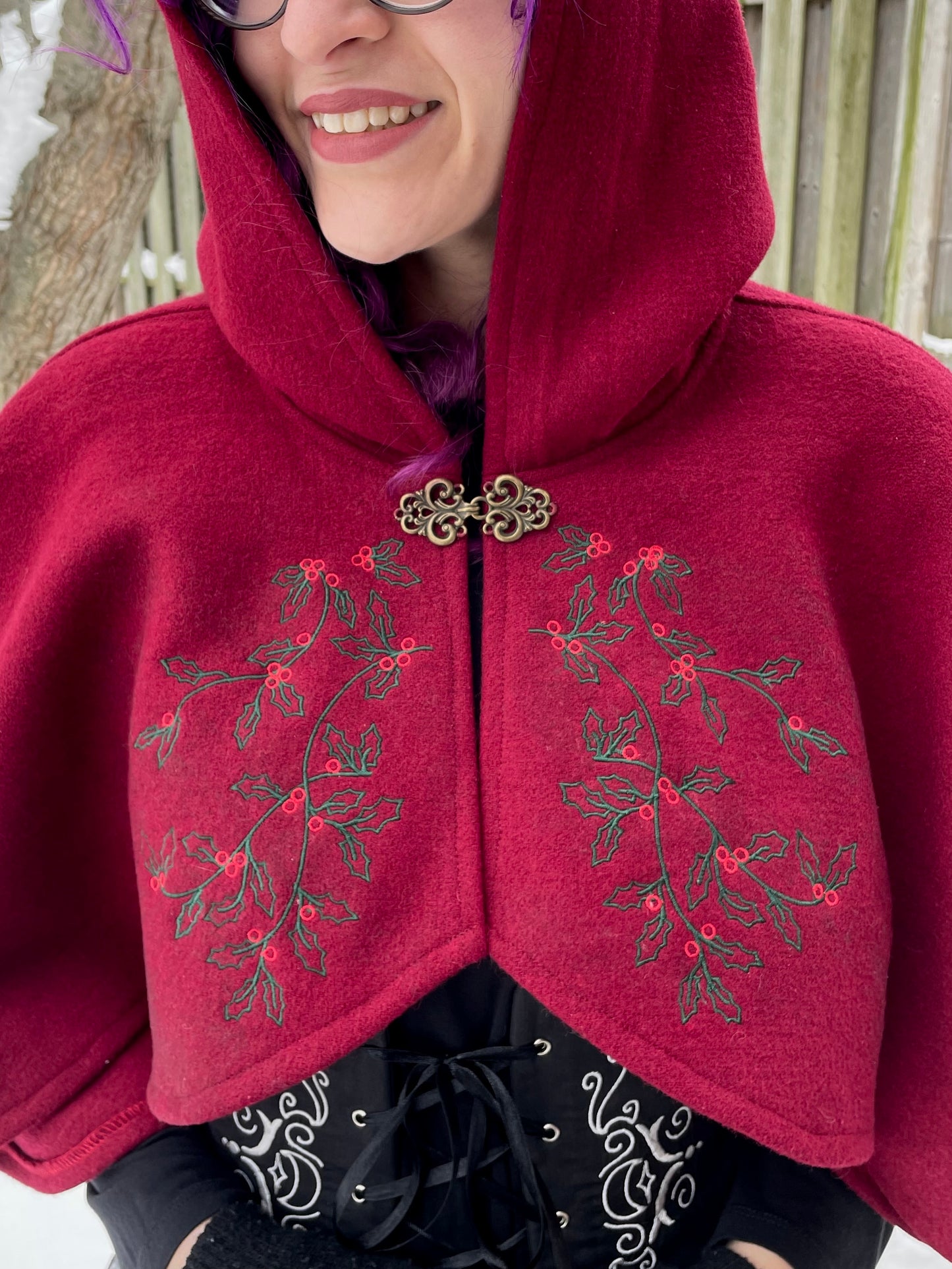 Holly King Red Wool Capelet