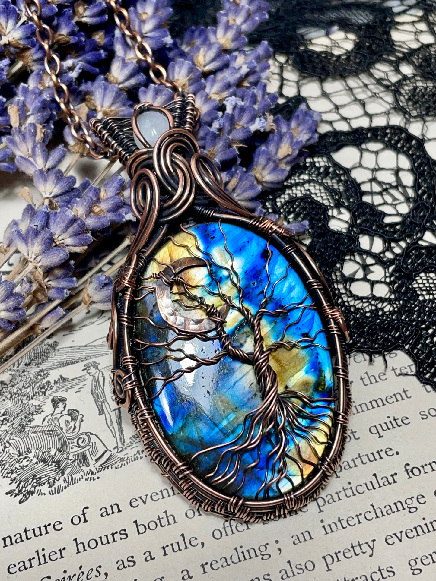 Labradorite Tree of Life Amulet in Copper