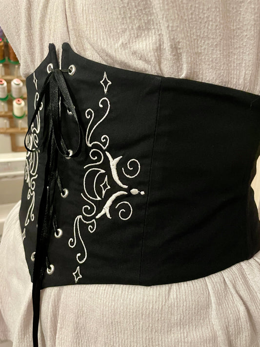 Silver Lunar Embroidered Waist Cinch