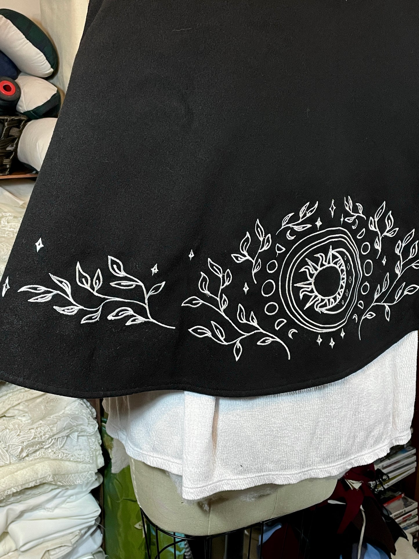 Celestial Black Felted Capelet in Silver