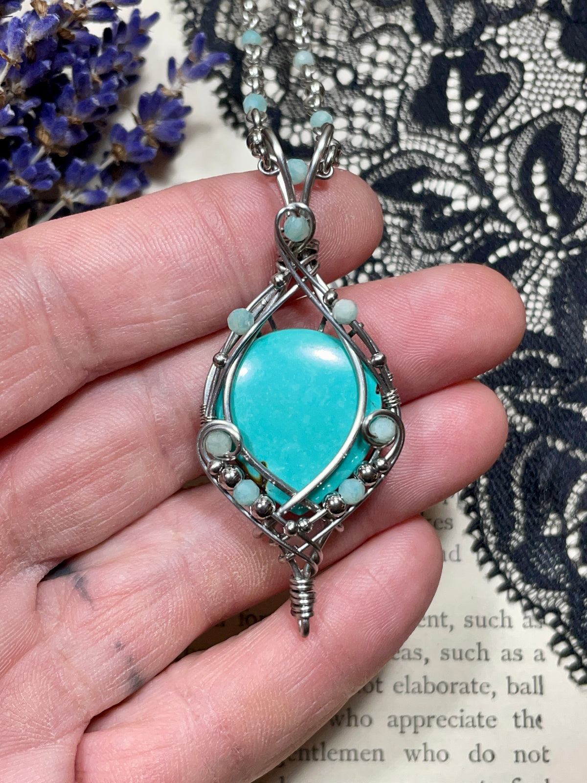 Turquoise Pendant in Stainless Steel