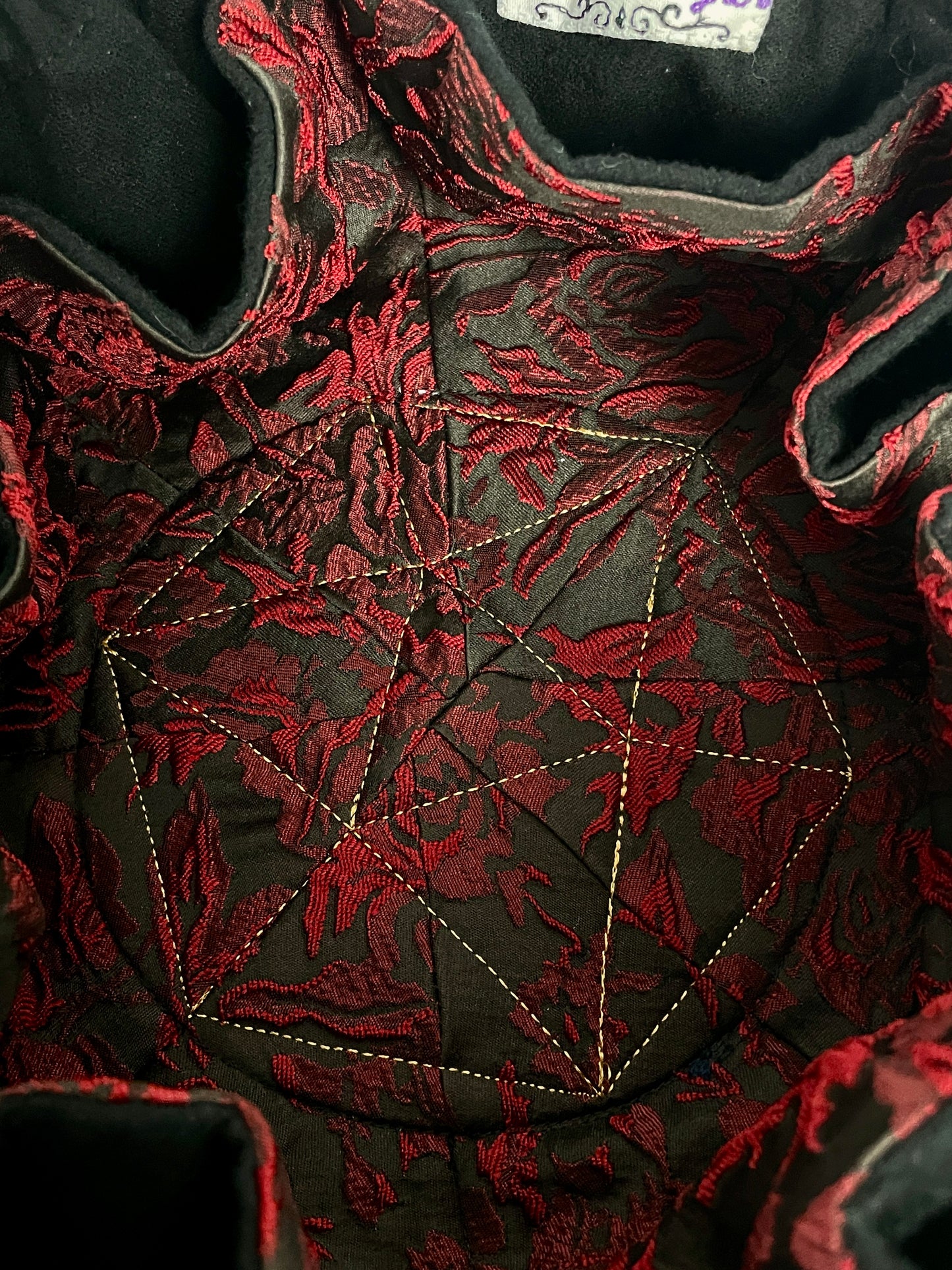 Red Brocade Embroidered Dice Bag