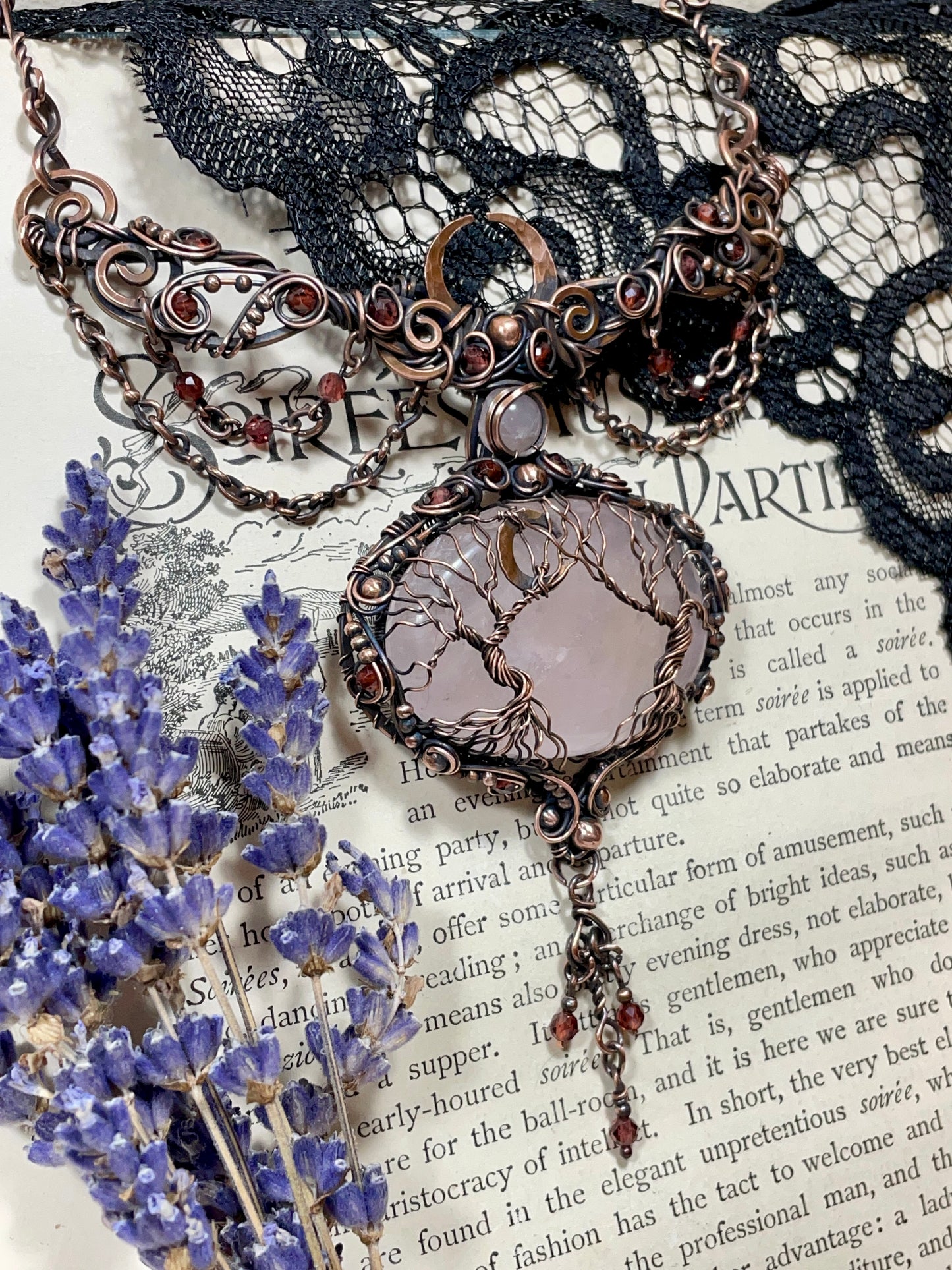 Rose Quartz Forest Collar in Copper